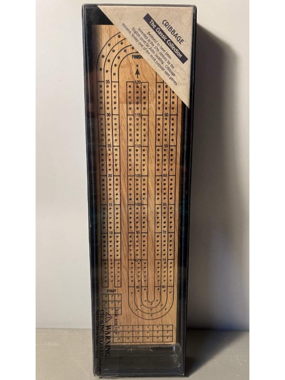 Vintage "The Classic Collection" Brand Boxed Cribbage Board, Set Rules, & 6 Pegs
